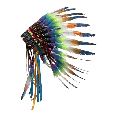 Dickly Künstliche Federkopfschmuck indischer Kopfschmuck für die Bühnenperformance Halloween von Dickly