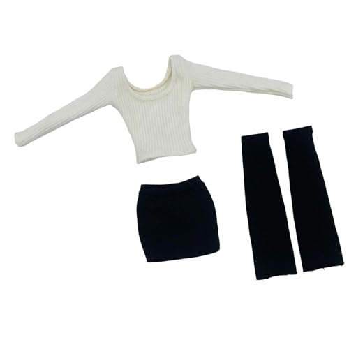 Dickly Langarm 1: 6 Frauen Tube Top Movable Model Outfit Mode Puppe Langarm Set Bralette für 12nch Skala weibliche Figur Puppe, Weiß von Dickly