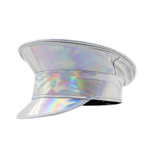 Dickly Matrosenmütze Offiziersmütze Kostümzubehör für Halloween Feierlichkeiten, Glattes Silber Dickly Matrosenmütze Offiziersmütze Kostümzubehör für Halloween Feierlichkeiten, Glattes Silber von Dickly