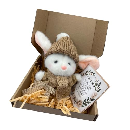 Dickly Mini Bunny Puppe Ostergeschenk Spielzeug Geburtstagsurlaub Plüsch Puppe mit gestrickter Hut Wohnkultur, Khaki von Dickly