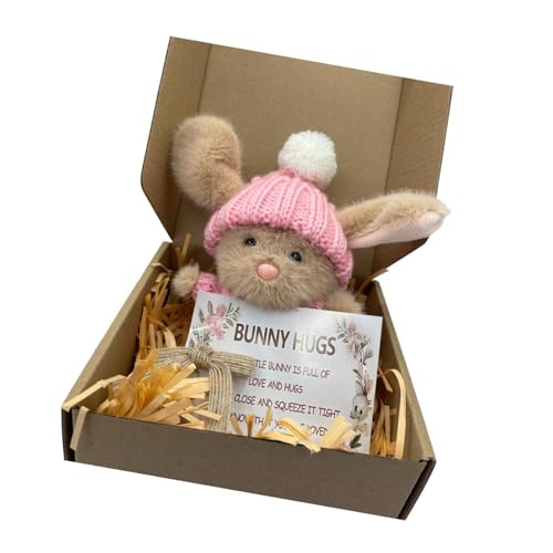 Dickly Mini Bunny Puppe Ostergeschenk Spielzeug Geburtstagsurlaub Plüsch Puppe mit gestrickter Hut Wohnkultur, Rosa von Dickly