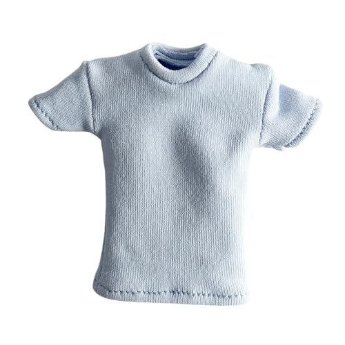 Dickly Modisches 1/12 T-Shirt-Kostüm mit kurzen Ärmeln, Miniatur-Kleidung für 6-Zoll-Anziehpuppenmodelle, Damenfiguren, Zubehör, Blau von Dickly