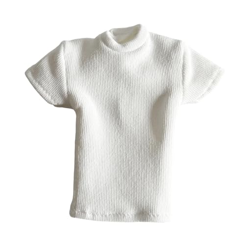 Dickly Modisches 1/12 T-Shirt-Kostüm mit kurzen Ärmeln, Miniatur-Kleidung für 6-Zoll-Anziehpuppenmodelle, Damenfiguren, Zubehör, Weiss von Dickly