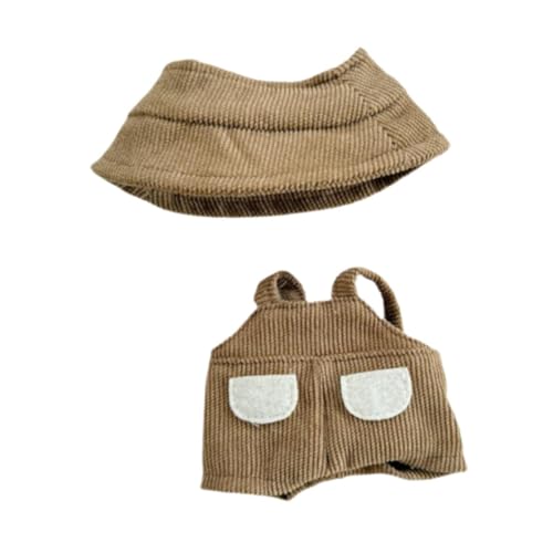 Dickly Plüschpuppe Playsuit Kleid mit Hutfoto -Requisiten Kostüme für 15 cm/17 cm Puppe, Brauner Hut von Dickly