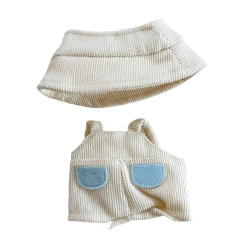 Dickly Plüschpuppe Playsuit Kleid mit Hutfoto -Requisiten Kostüme für 15 cm/17 cm Puppe, Weißer Hut von Dickly