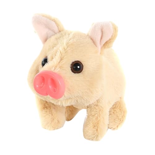 Dickly Plüschtier Schwein, elektronisches Stofftier, interaktives animiertes laufendes Schweinchenspielzeug für Kinder, Braun von Dickly
