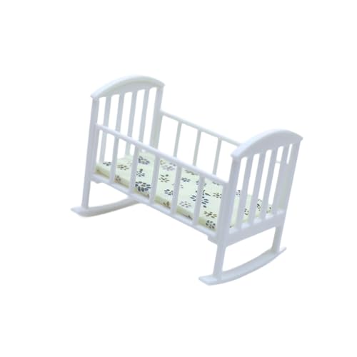 Dickly Puppenhaus Babybett Miniatur Puppenwiege Schlafzimmer Zubehör Modell Spielzeug Mini Babybett Szene Gefertigt Spielzeit Dekoration, Weiß Dickly Puppenhaus Babybett Miniatur Puppenwiege Schlafzimmer Zubehör Modell Spielzeug Mini Babybett Szene Gefertigt Spielzeit Dekoration, Weiß von Dickly