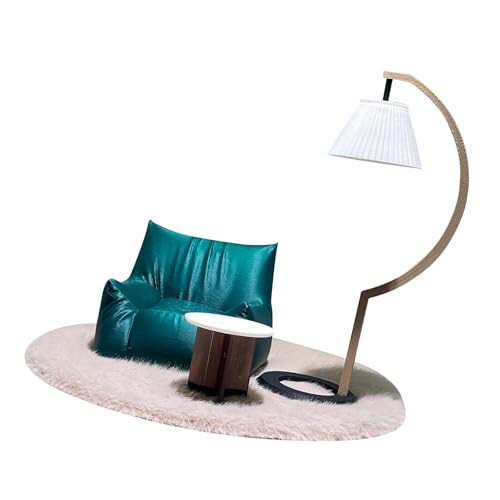 Dickly Puppenhausmöbel-Set im Maßstab 1/12, Miniatur-Sofa, Stehlampe, Couchtisch und Teppich, Puppenhauszubehör, von Dickly