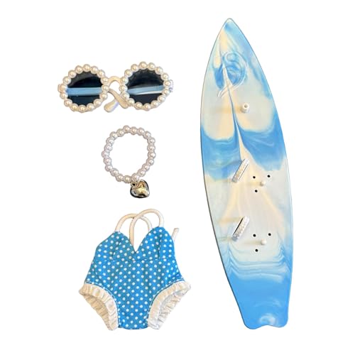 Dickly Puppenkleidung Mini-Surfbrett für 17 cm große Puppen Stilvolles Berufsbekleidungs-Kostümzubehör Sonnenbrille Perlenkette, Blau Dickly Puppenkleidung Mini-Surfbrett für 17 cm große Puppen Stilvolles Berufsbekleidungs-Kostümzubehör Sonnenbrille Perlenkette, Blau von Dickly