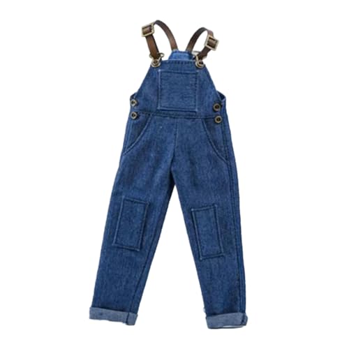 Dickly Puppenkleidung für männliche Figuren im Maßstab 1:12, Mini-Hosen, strapazierfähiges Overall-Jeans-Hosen-Outfit-Kostüm für 6-Zoll-männliche, Blau von Dickly