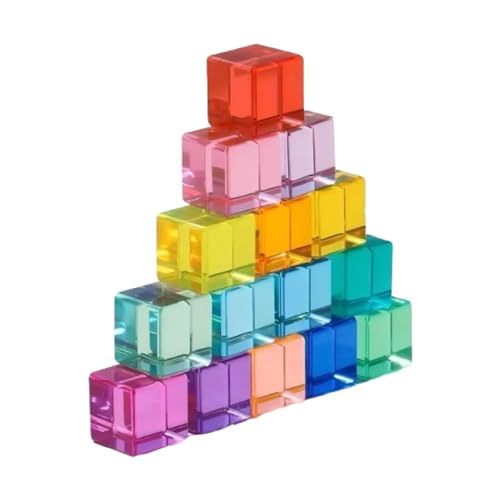 Dickly Regenbogen-Bausteine-Set, Lernspielzeug, Feinmotorik-Fähigkeiten, Regenbogen-BAU-Acrylwürfel für Jungen und Mädchen, Geburtstagsgeschenk, 15 Stück Dickly Regenbogen-Bausteine-Set, Lernspielzeug, Feinmotorik-Fähigkeiten, Regenbogen-BAU-Acrylwürfel für Jungen und Mädchen, Geburtstagsgeschenk, 15 Stück von Dickly