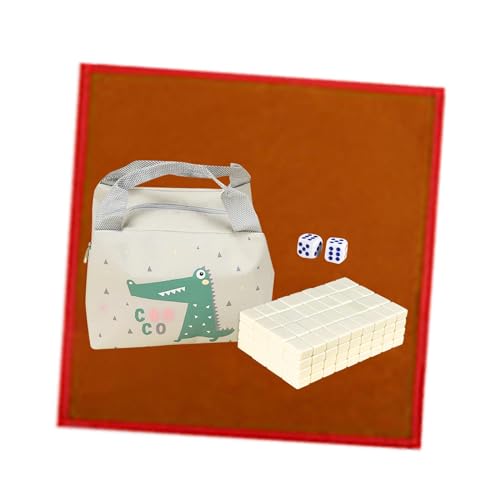 Dickly Reise-Mahjong-Set, chinesisches Mahjong-Spielzeug-Set, Familie, Freizeit, traditionelle Unterhaltung, tragbar, 26 mm, für Erwachsene und Kinder, Creme Farben von Dickly