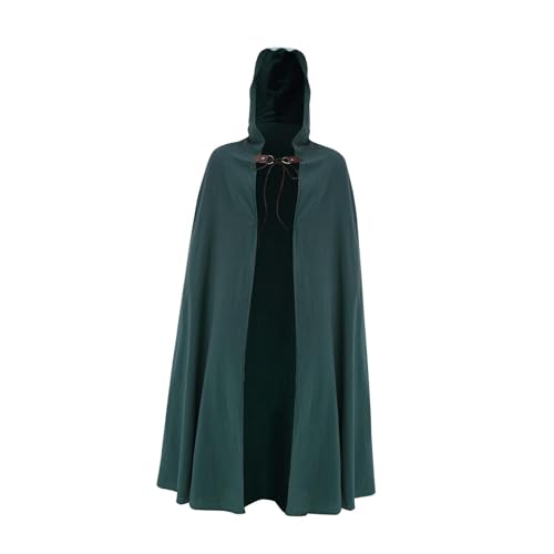 Dickly Umhang mit Kapuze, mittelalterlicher Umhang, Cosplay, Zaubererumhang, Kostümzubehör mit Kapuze für Herren und Erwachsene, Leistung, Karneval, Grün von Dickly