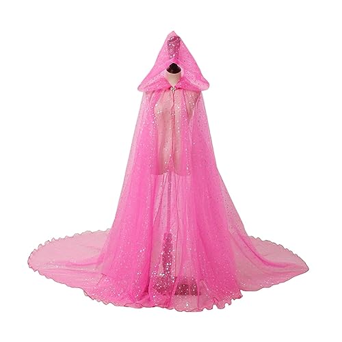 Dickly Umhang mit Kapuze für Damen, Brautumhang, Netzumhang, Tüllumhang mit Kapuze für Maskerade, ROSA Dickly Umhang mit Kapuze für Damen, Brautumhang, Netzumhang, Tüllumhang mit Kapuze für Maskerade, ROSA von Dickly