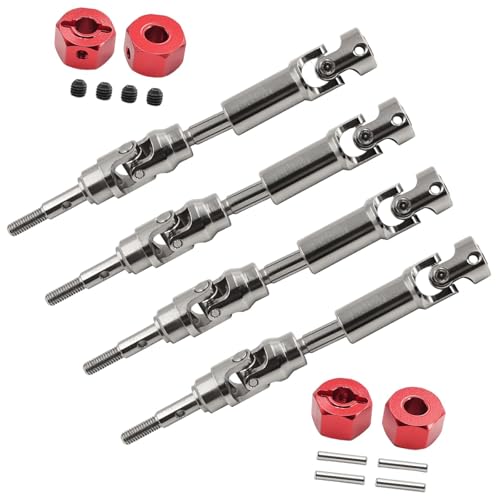 Dickly Vordere und hintere Universal-Antriebswellenteile, Montagekupplung, Ersatz für RC-Metall-CVD-Antriebswelle für 1/10 RC für 4x4 2WD-Autos, Rot Dickly Vordere und hintere Universal-Antriebswellenteile, Montagekupplung, Ersatz für RC-Metall-CVD-Antriebswelle für 1/10 RC für 4x4 2WD-Autos, Rot von Dickly