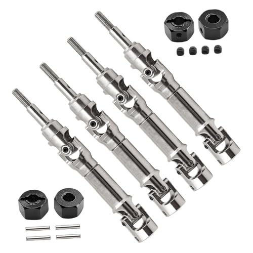 Dickly Vordere und hintere Universal-Antriebswellenteile, Montagekupplung, Ersatz für RC-Metall-CVD-Antriebswelle für 1/10 RC für 4x4 2WD-Autos, Schwarz Dickly Vordere und hintere Universal-Antriebswellenteile, Montagekupplung, Ersatz für RC-Metall-CVD-Antriebswelle für 1/10 RC für 4x4 2WD-Autos, Schwarz von Dickly