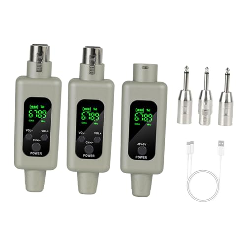 Dickly XLR -Mikrofonadapter -Set -Kabelmikrofonsystem Kit 100 -Fuß -Bereich wiederaufladbar XLR -Mikrofon -Adapter -Kit für Audiomischer, Grau, 1 nach 2 von Dickly