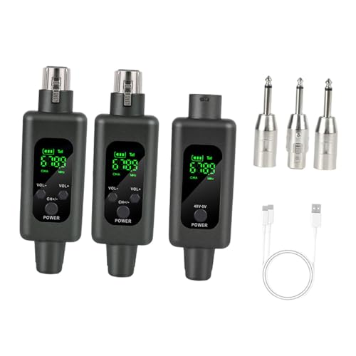 Dickly XLR -Mikrofonadapter -Set -Kabelmikrofonsystem Kit 100 -Fuß -Bereich wiederaufladbar XLR -Mikrofon -Adapter -Kit für Audiomischer, Schwarz, 1 nach 2 von Dickly