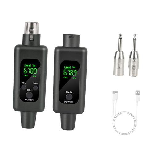 Dickly XLR -Mikrofonadapter -Set -Kabelmikrofonsystem Kit 100 -Fuß -Bereich wiederaufladbar XLR -Mikrofon -Adapter -Kit für Audiomischer, Schwarz, 1 von 1 von Dickly