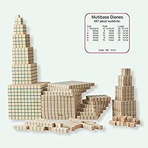 Dida - Set von 447 Basis-10 Holzblöcken, Montessori Lehrmaterialien für Mathematiklernen, Dienes Multibasis-Arithmetikblöcke für Kinder von Dida