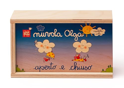 Dida - Lernspiel der Gegensätze/Antonyme - Offen und geschlossen mit Wolke Olga - 12 große Holzkisten entworfen von Nicoletta Costa. Lernspiele für Mädchen und Kinder. von Dida