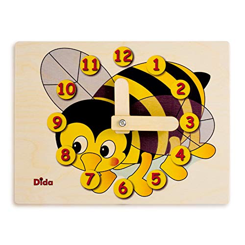 Dida - Lernuhr Für Kinder - Biene - Spielerisch Die Uhrzeit Lernen, Eine Kinderlernuhr Aus Holz Für Den Kindergarten, Die Vorschule Und Zu Hause von Dida