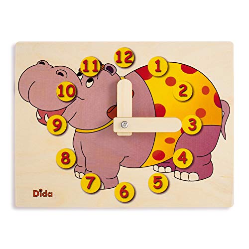Dida - Lernuhr Für Kinder - Nilpferd - Spielerisch Die Uhrzeit Lernen, Eine Kinderlernuhr Aus Holz Für Den Kindergarten, Die Vorschule Und Zu Hause Dida - Lernuhr Für Kinder - Nilpferd - Spielerisch Die Uhrzeit Lernen, Eine Kinderlernuhr Aus Holz Für Den Kindergarten, Die Vorschule Und Zu Hause von Dida