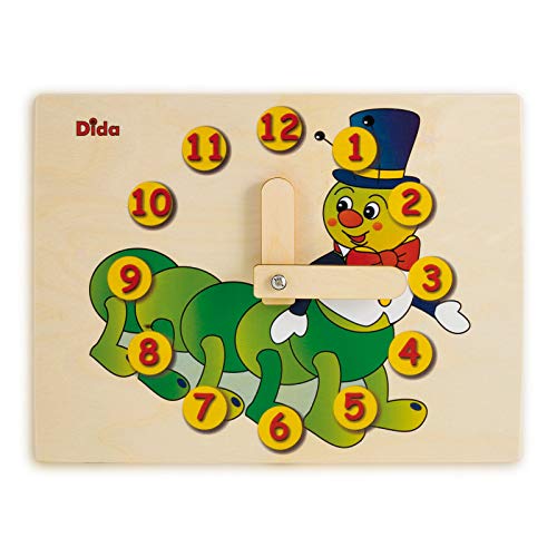 Dida - Lernuhr Für Kinder - Raupe - Spielerisch Die Uhrzeit Lernen, Eine Kinderlernuhr Aus Holz Für Den Kindergarten, Die Vorschule Und Zu Hause von Dida