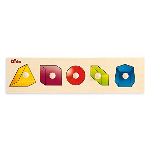 Dida - Steckpuzzle Serie Geometrische Formen 3D. Erstes Greifpuzzle Für Kinder Mit Bequemen Holzknöpfen. Sortierspiel Grössensequenz. Ideal Für Kindergarten Und Vorschule, Aktivität Montessori von Dida