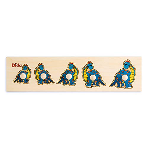 Dida - Steckpuzzle Serie Dinosaurier. Erstes Greifpuzzle Für Kinder Mit Bequemen Holzknöpfen. Sortierspiel Grössensequenz. Ideal Für Kindergarten Und Vorschule, Aktivität Montessori von Dida