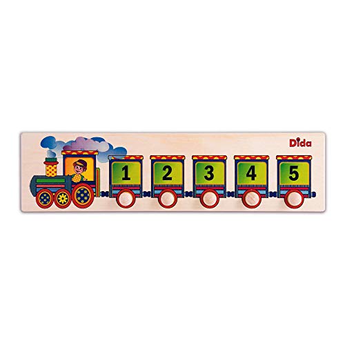 Dida - Steckpuzzle Serie Eisenbahn. Erstes Greifpuzzle Für Kinder Mit Bequemen Holzknöpfen. Sortierspiel Grössensequenz. Ideal Für Kindergarten Und Vorschule, Aktivität Montessori von Dida