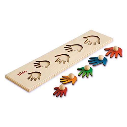 Dida - Steckpuzzle Serie Hände. Erstes Greifpuzzle Für Kinder Mit Bequemen Holzknöpfen. Sortierspiel Grössensequenz. Ideal Für Kindergarten Und Vorschule, Aktivität Montessori von Dida