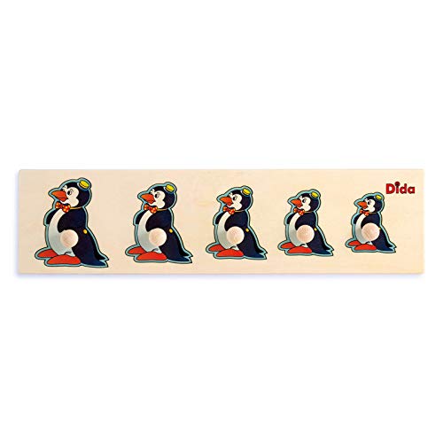 Dida - Steckpuzzle Serie Pinguin. Erstes Greifpuzzle Für Kinder Mit Bequemen Holzknöpfen. Sortierspiel Grössensequenz. Ideal Für Kindergarten Und Vorschule, Aktivität Montessori von Dida