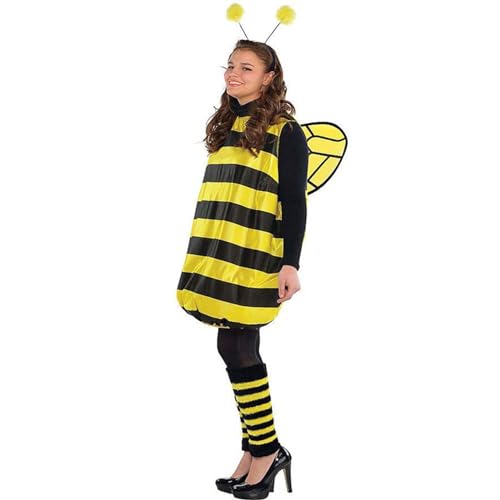Didadihu Biene Kostüm Set für Erwachsene - 4-Teiliges Hummel-kostüm für Erwachsene, Carnaval Bienenkostüm, Faschingskostüme mit Flügeln, Beinärmel und Haarreif, für Karneval Dress Up Party Cosplay von Didadihu