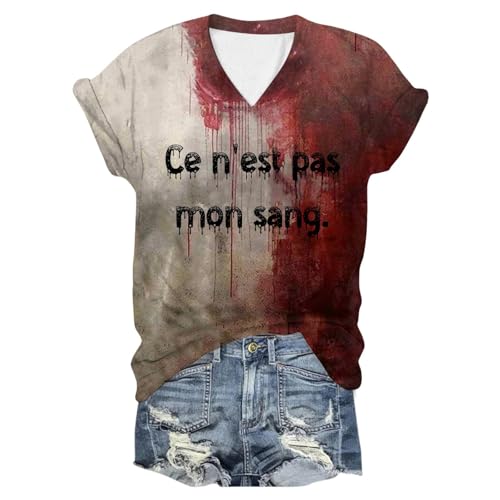 Didadihu Gruselig Horror Kostüm Damen T-Shirt Problem Gelöst Frauen Shirt Mit Blutig Bedruckte für Halloween,02 F,XXL Didadihu Gruselig Horror Kostüm Damen T-Shirt Problem Gelöst Frauen Shirt Mit Blutig Bedruckte für Halloween,02 F,XXL von Didadihu