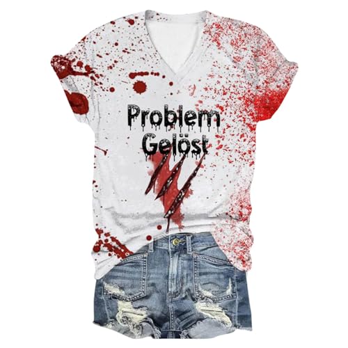 Didadihu Gruselig Horror Kostüm Damen T-Shirt Problem Gelöst Frauen Shirt Mit Blutig Bedruckte für Halloween,03 E,XXL Didadihu Gruselig Horror Kostüm Damen T-Shirt Problem Gelöst Frauen Shirt Mit Blutig Bedruckte für Halloween,03 E,XXL von Didadihu