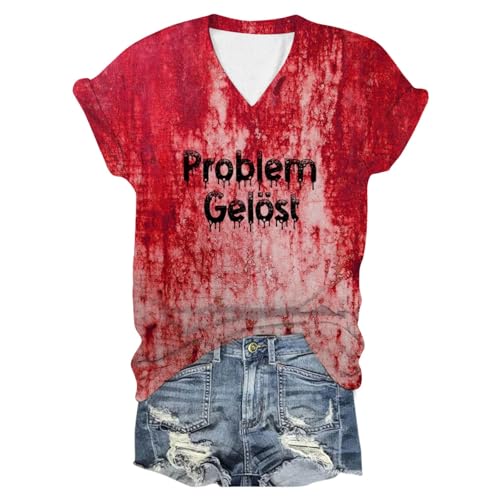 Didadihu Gruselig Horror Kostüm Damen T-Shirt Problem Gelöst Frauen Shirt Mit Blutig Bedruckte für Halloween,03 J,L Didadihu Gruselig Horror Kostüm Damen T-Shirt Problem Gelöst Frauen Shirt Mit Blutig Bedruckte für Halloween,03 J,L von Didadihu