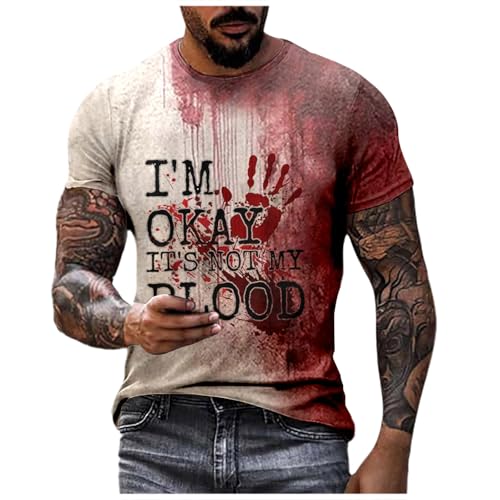 Didadihu Halloween Horror Kostüm Herren Gruselig Männer Shirt Problem Gelöst Blutig Bedruckte T-Shirts Oberteile,02 F,XL Didadihu Halloween Horror Kostüm Herren Gruselig Männer Shirt Problem Gelöst Blutig Bedruckte T-Shirts Oberteile,02 F,XL von Didadihu