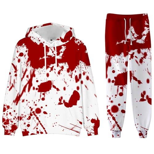 Didadihu Halloween Kostüm Herren,Halloween-Jogginganzug Für Herren Mit Hose Und Kapuzenpullover, Trainingsanzug, Unisex,A,5XL von Didadihu