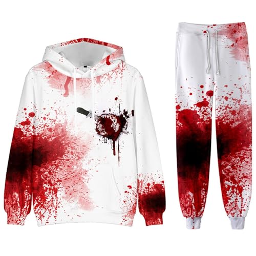 Didadihu Halloween Kostüm Herren,Halloween-Jogginganzug Für Herren Mit Hose Und Kapuzenpullover, Trainingsanzug, Unisex,B,M von Didadihu