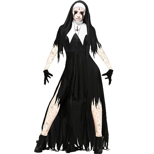 Didadihu Halloween Nonne Kostüm Hexenkostüm Damen Vampirkleid Gruseilig Horror Zombie Nonnen Outfit - für Karneval,Gruselparty und Themenfeste,Schwarz,XL Didadihu Halloween Nonne Kostüm Hexenkostüm Damen Vampirkleid Gruseilig Horror Zombie Nonnen Outfit - für Karneval,Gruselparty und Themenfeste,Schwarz,XL von Didadihu
