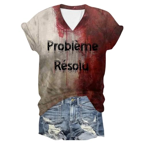 Gruselig Horror Kostüm Damen T-Shirt Problem Gelöst Frauen Shirt Mit Blutig Bedruckte für Halloween,02 D,XL Gruselig Horror Kostüm Damen T-Shirt Problem Gelöst Frauen Shirt Mit Blutig Bedruckte für Halloween,02 D,XL von Didadihu
