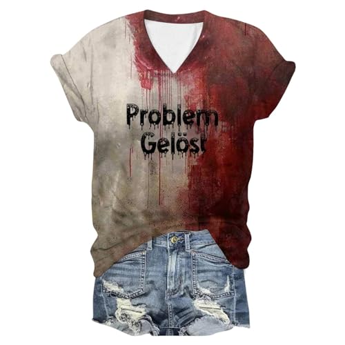 Gruselig Horror Kostüm Damen T-Shirt Problem Gelöst Frauen Shirt Mit Blutig Bedruckte für Halloween,03 F,XXL Gruselig Horror Kostüm Damen T-Shirt Problem Gelöst Frauen Shirt Mit Blutig Bedruckte für Halloween,03 F,XXL von Didadihu