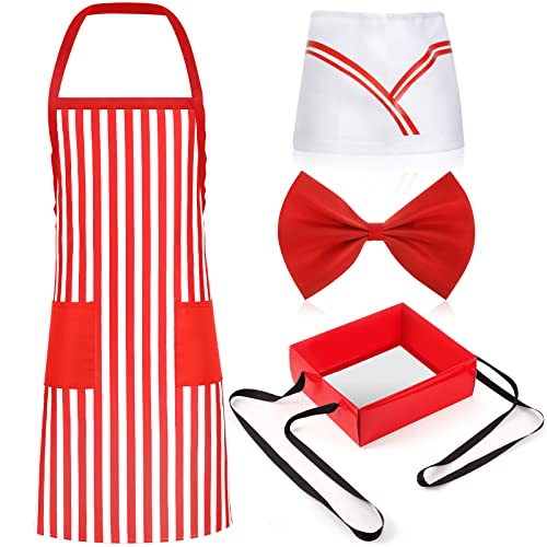 Didaey 4 Stück 1950er Jahre Erwachsenenkostüm Kit Schürze Tablett mit Gurt Soda Jerk Chef Hut Schleife Knoten für 1950er Jahre Diner Kleid Party, Rot, Weiß, Einheitsgre Didaey 4 Stück 1950er Jahre Erwachsenenkostüm Kit Schürze Tablett mit Gurt Soda Jerk Chef Hut Schleife Knoten für 1950er Jahre Diner Kleid Party, Rot, Weiß, Einheitsgre von Didaey
