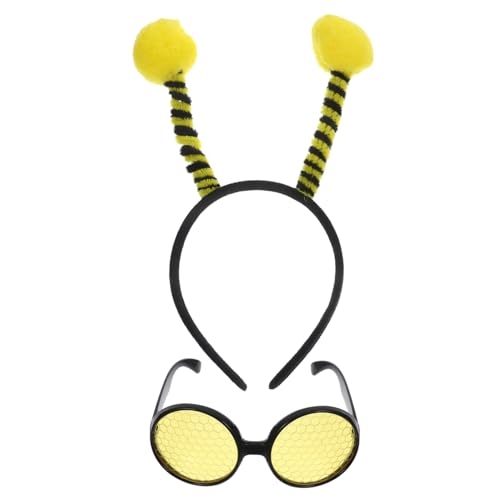 Didiseaon Bienen Stirnband Brillen Satz für Halloween Kostüme Cartoon Bienen Haarband und Brille Cosplay Zubehör für Mottopartys Geburtstagsfeiern und Karneval von Didiseaon