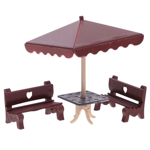 Didiseaon 1 Satz Parkstuhl Modell Miniaturpuppenhausmöbel Puppenhaus-miniaturen Puppenstubenmöbel Minibankverzierung Mini-hausbank Miniatur-bankstatuen Mini-gartenparkbank Abs Dark Brown von Didiseaon