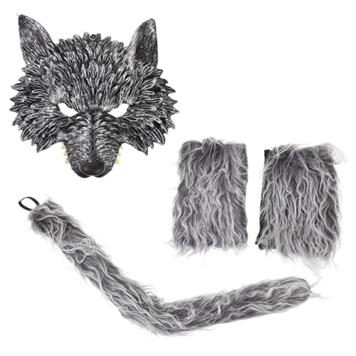 Didiseaon 1 Set Performance-Handschuhe Werwolf-Kostümzubehör Tier-Gesichtsmaske Werwolf- -Kostüm Fuchs-Halbmaske Wolf-Cosplay-Requisite Festival- Weihnachten von Didiseaon