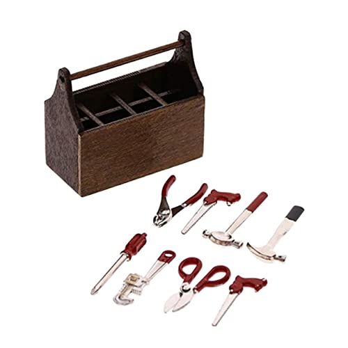 Didiseaon 1 Satz kleine Werkzeugkiste winzig Miniaturen puppenhaus Miniatur bausatz selber Machen Puppenhaus-Reparaturwerkzeuge Mini House Decor Mini-Tool Holz Coffee von Didiseaon