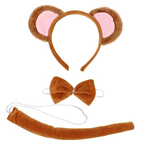 Didiseaon 1 Set Cartoon-Tier-Stirnband, Fliege und Schwanz für Halloween, Cosplay und Party-Kostüme, enthält Affenohren und Zubehör für Jungen und Mädchen und Erwachsene von Didiseaon