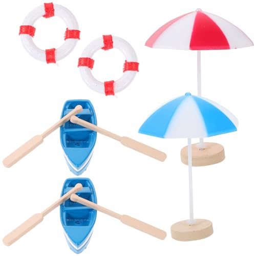 Didiseaon 1 Set Puppenhaus-Mini-Schwimmbecken Miniatur-Schwimmring Strandschirm Bootsmodell Möbel-Dekor Für Puppenhaus-Zubehör Heimdekoration von Didiseaon